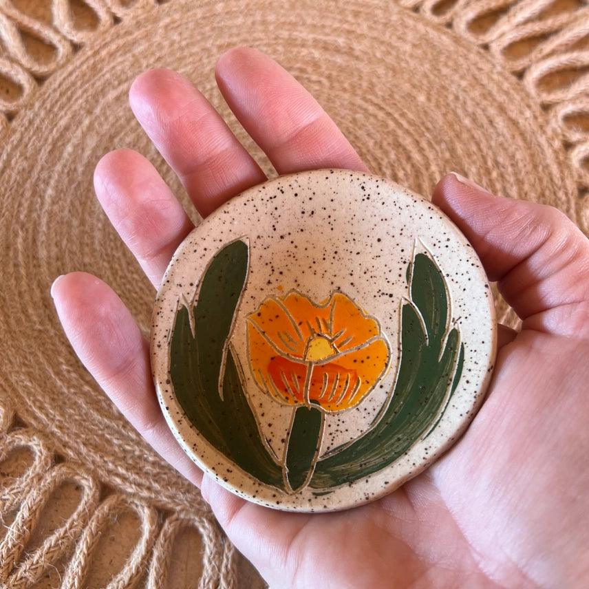 Globe Mallow Sgraffito Trinket Dish