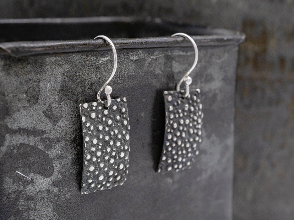 Urban Textured Rectangle Hook Earrings