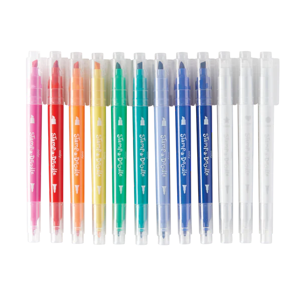 Stamp-A-Doodle Double-Ended Markers - Set of 12