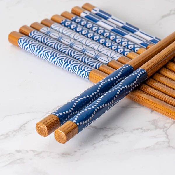 Blue + White Japanese Chopstick Set of 5