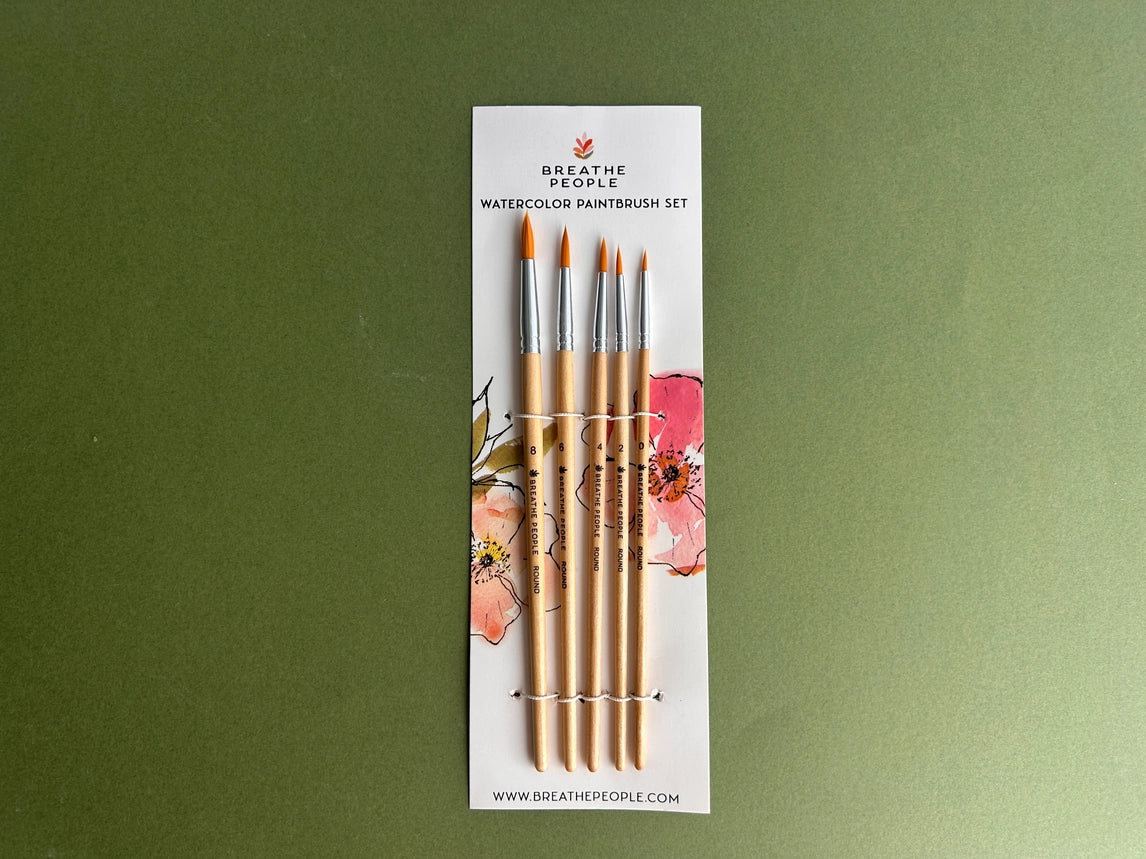 5 Piece Round Watercolor Brush Set