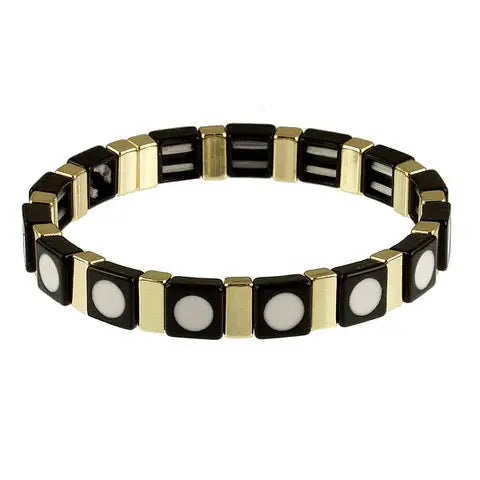 Geo Pop Stretch Black + Gold Bracelet