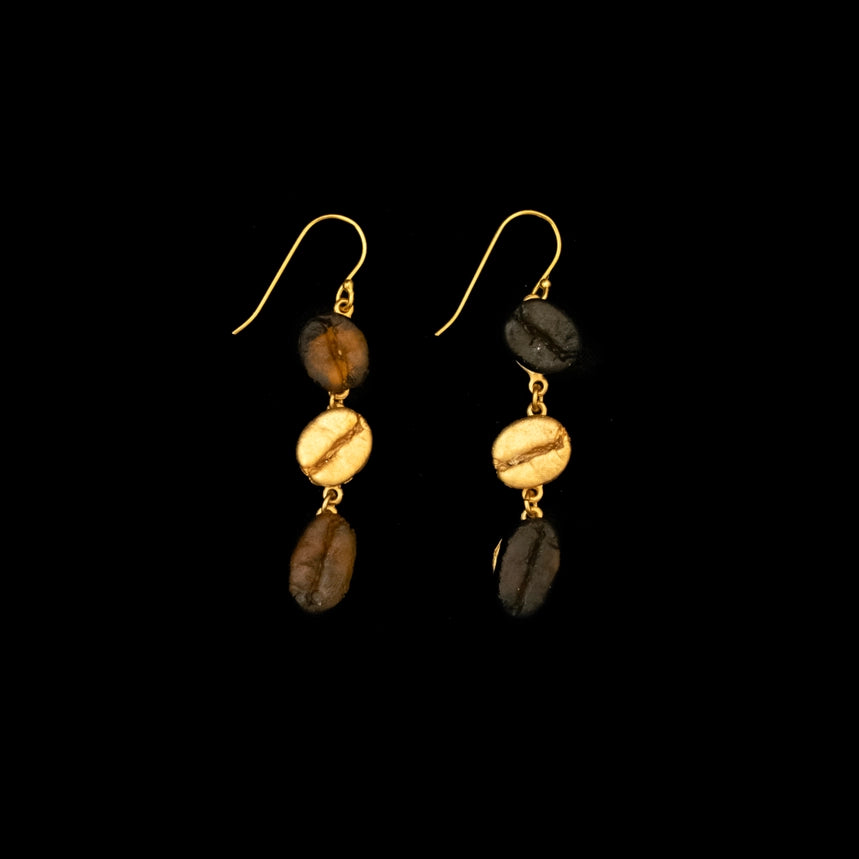 Michael Michaud Roasted Coffee Bean Long Wire Earrings