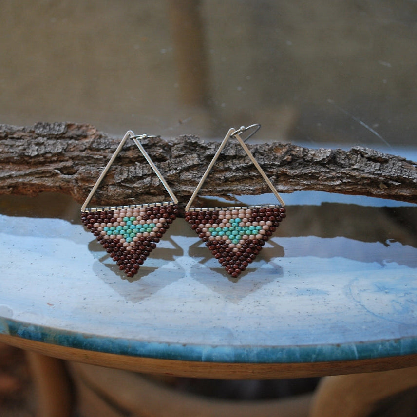 Brown + Turquoise Thunderbird Earrings