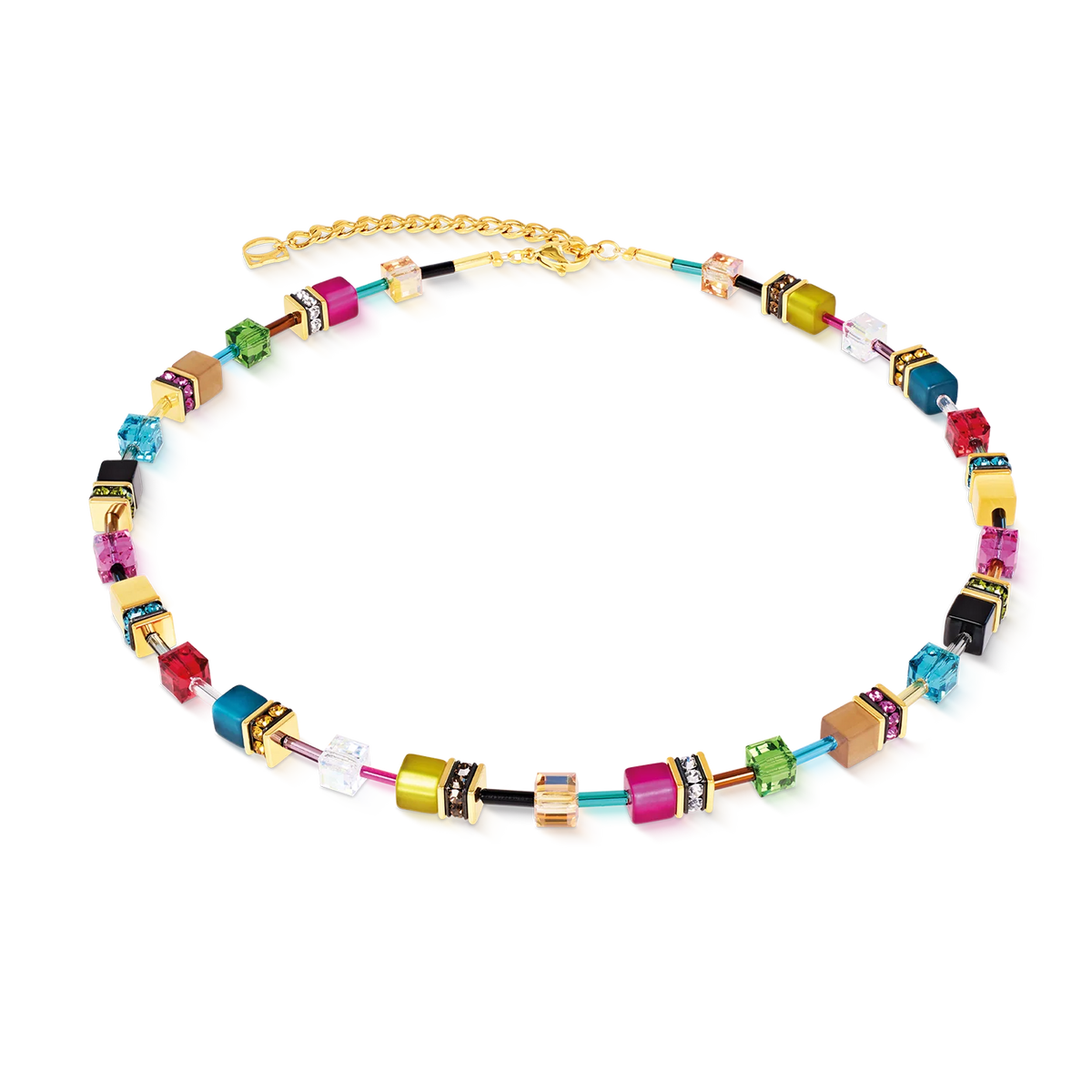 Coeur De Lion GeoCUBE® Necklace Multicolor Joy Gold