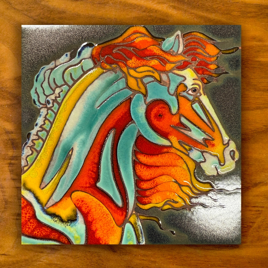 Firehorse Hand Glazed Tile