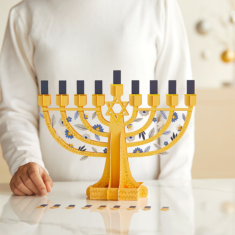 Giant Interactive Menorah Pop-Up Greeting Card