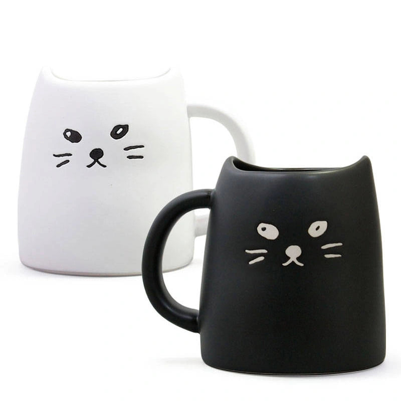 Black + White Cat Mug Set
