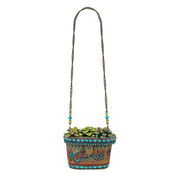 Mary Frances Succulents Beaded Crossbody Bag
