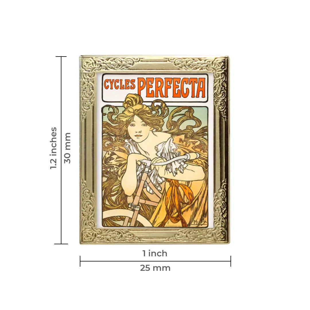Cycles Perfecta By Alphonse Mucha Art Frame Pin - Fine Art Lapel Pin