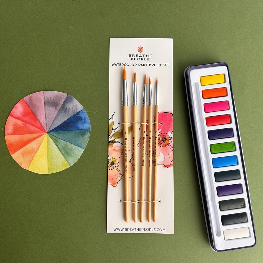5 Piece Round Watercolor Brush Set