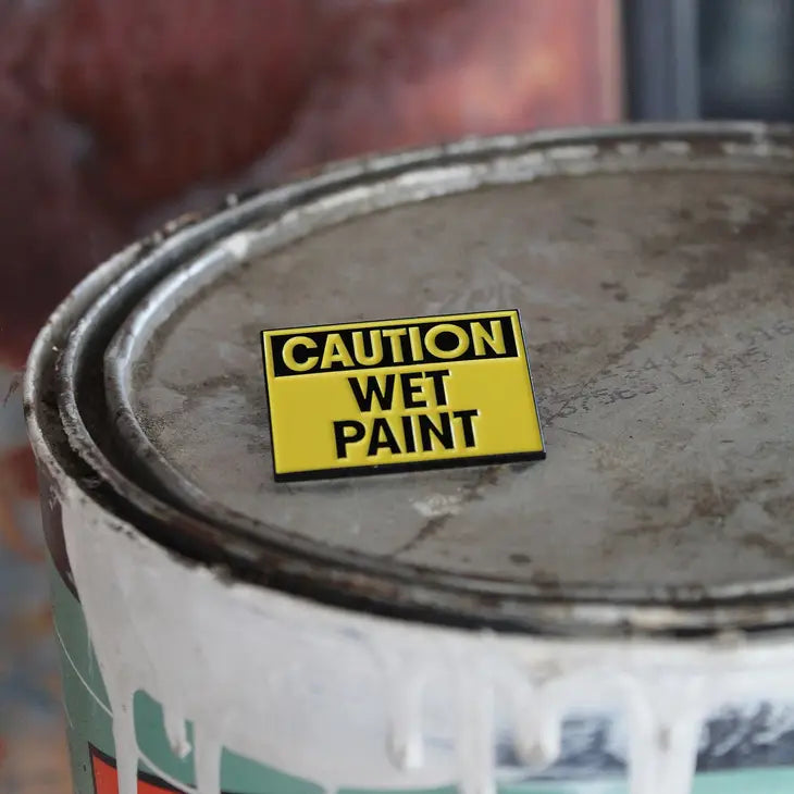 Caution Wet Paint Enamel Pin