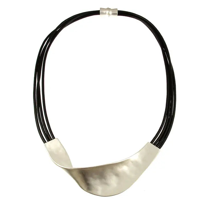 Leather + Metal Twist Necklace