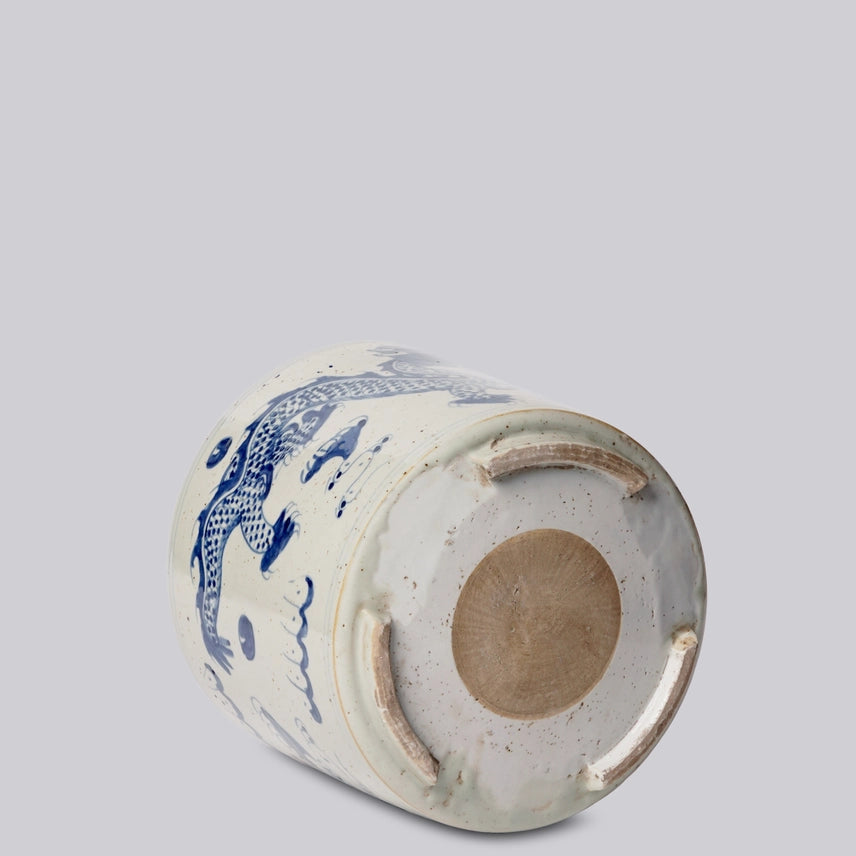 Blue + White Porcelain Dragon Footed Cachepot