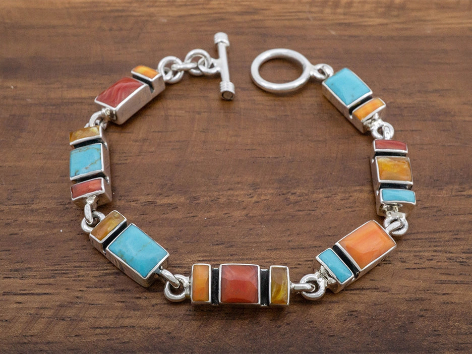 Mosaic Sterling Silver Links Bracelet