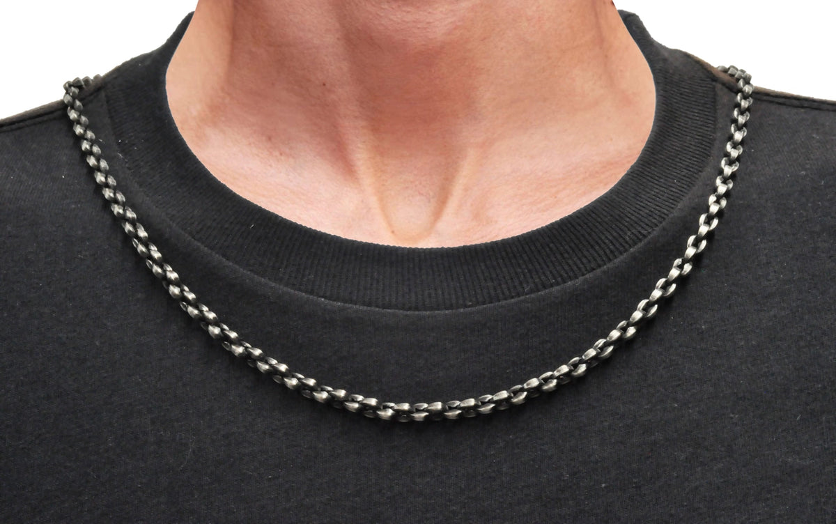 Antique Styled Stainless Steel Link Chain Necklace