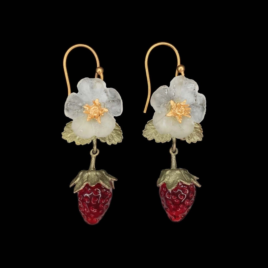 Michael Michaud Strawberry Flower Drop Wire Earrings