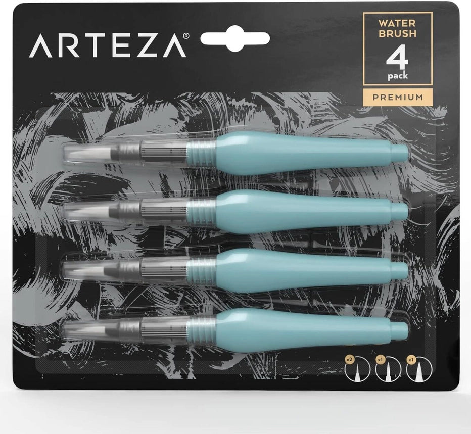 Arteza® Water Brush Pens Set, Assorted Tips, 4 Pc.