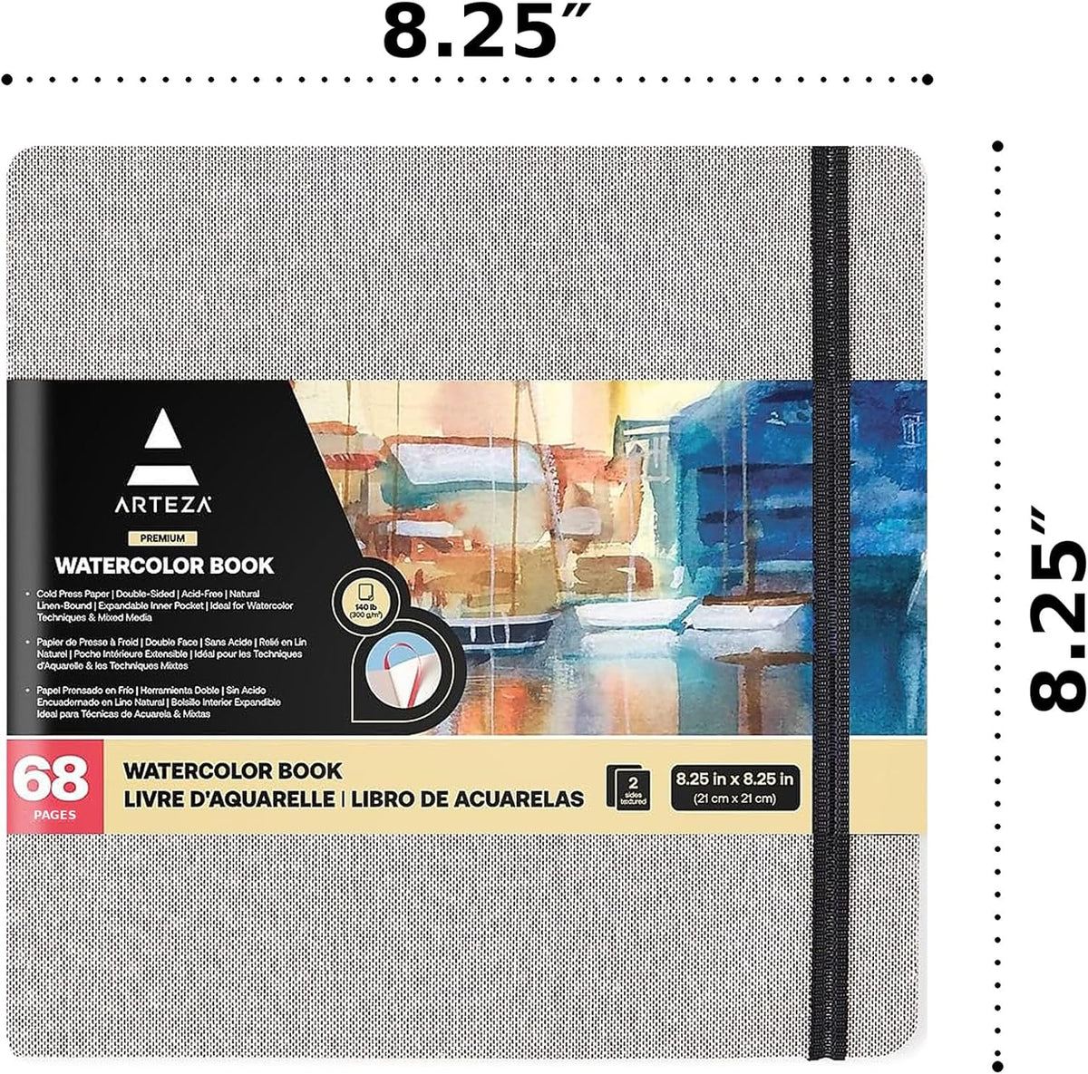 Arteza® Gray Hardcover Watercolor Book