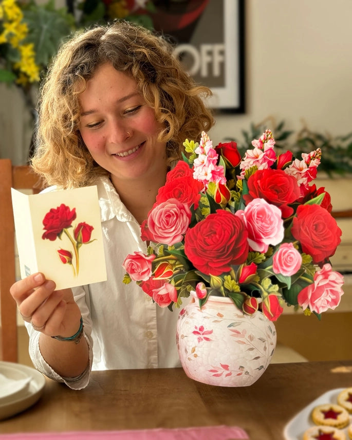 Blooming Roses Pop-Up Greeting Card