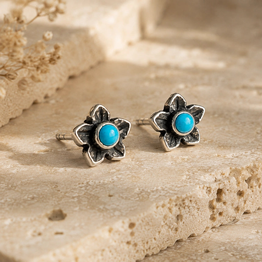 Turquoise Plumeria Flower Earrings