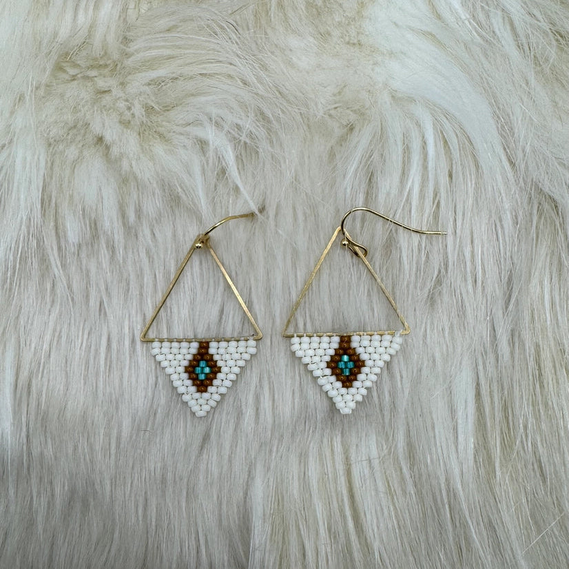Brown + Teal Triangle Earrings