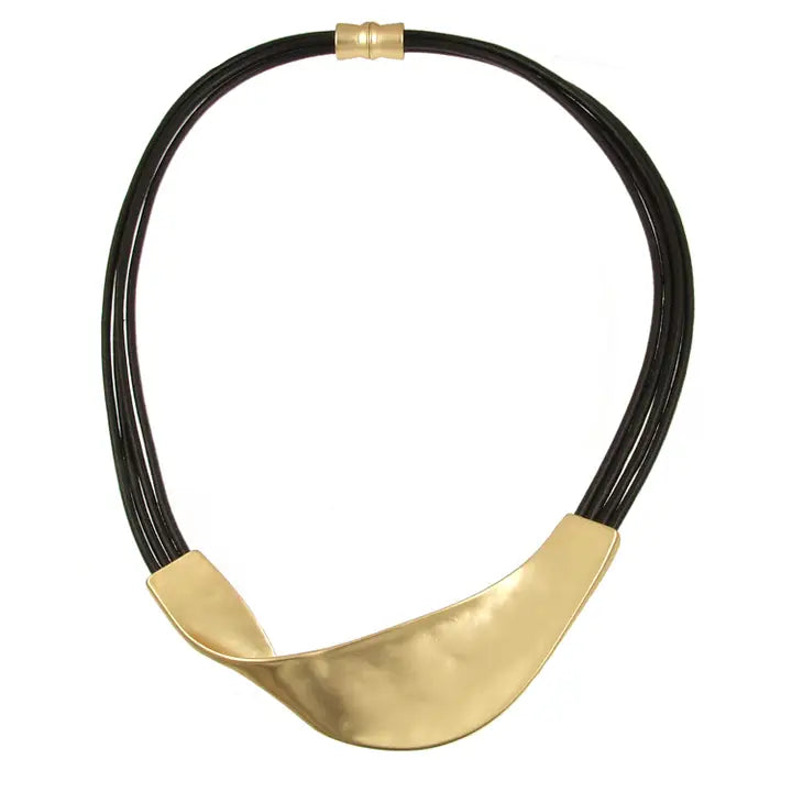 Leather + Metal Twist Necklace