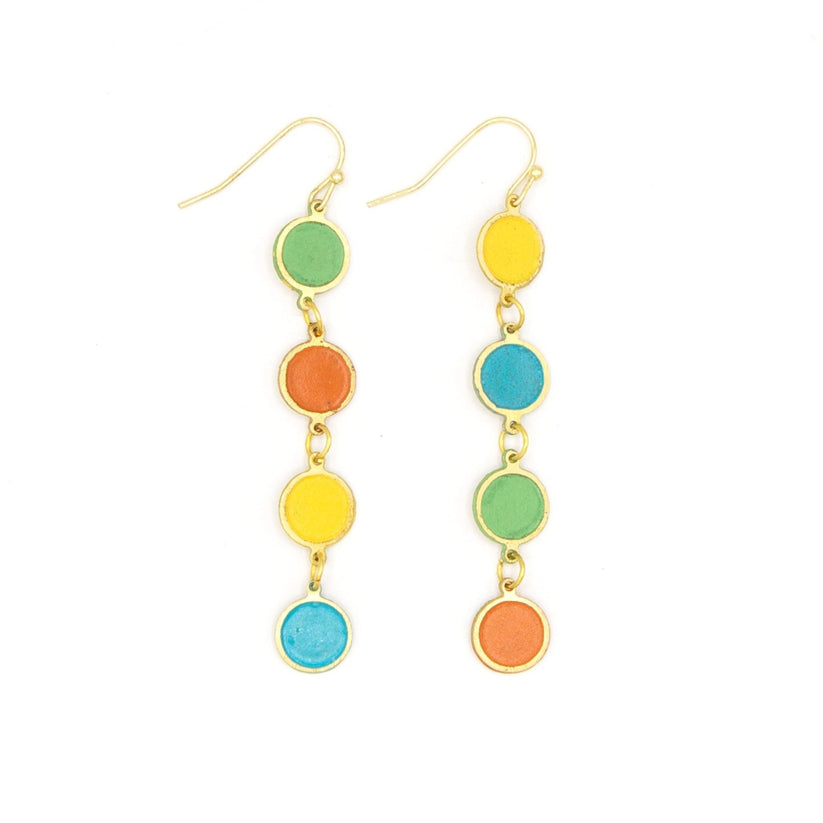 Magenta and Gold Geometric Earrings