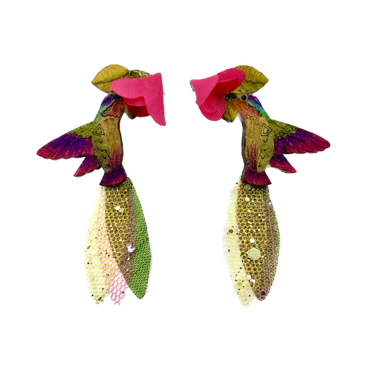 Anna&#39;s Pink Hummingbird Earrings