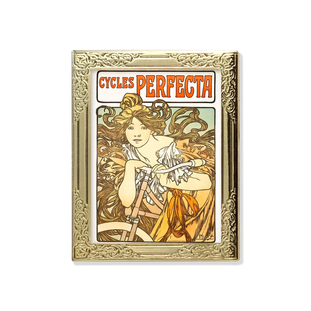 Cycles Perfecta By Alphonse Mucha Art Frame Pin - Fine Art Lapel Pin
