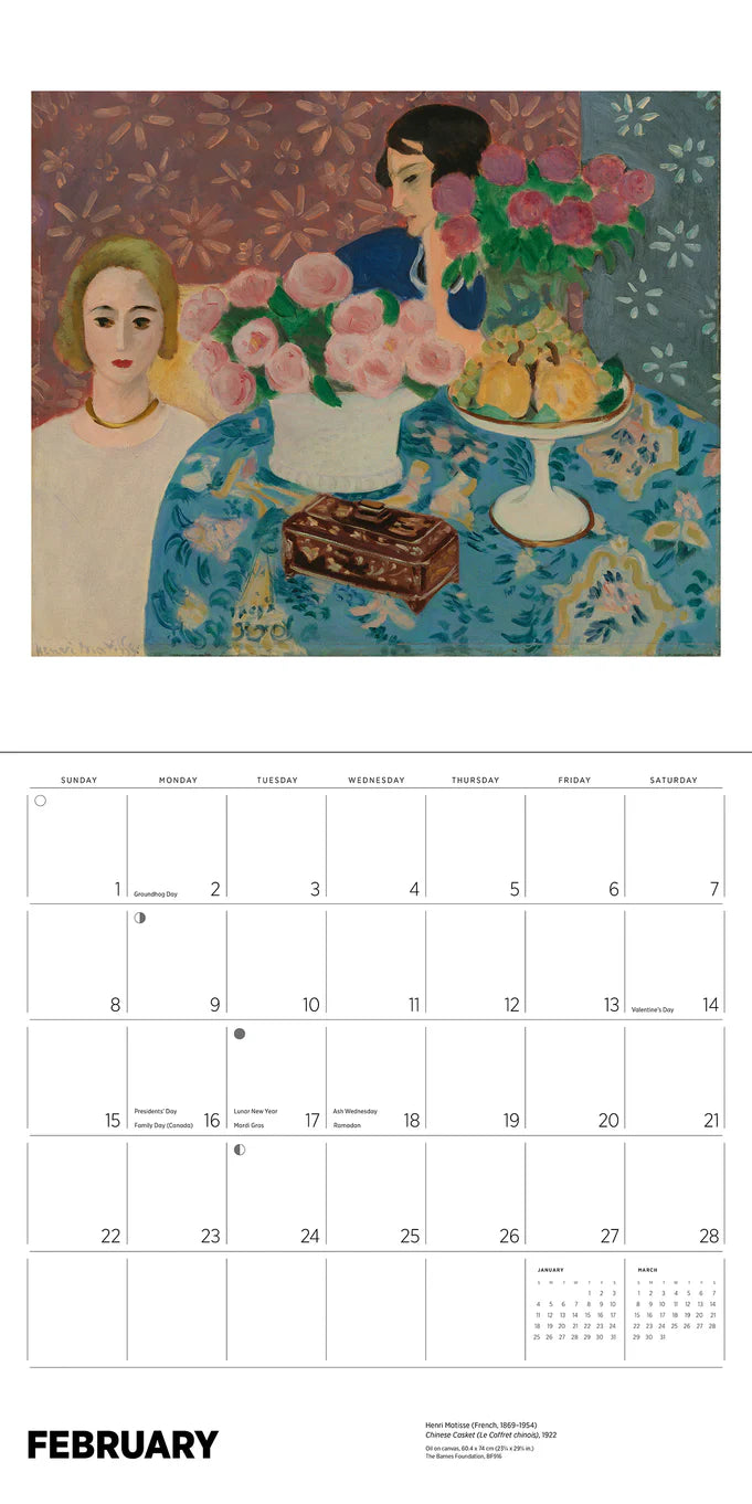 Calendrier mural Henri Matisse 2026