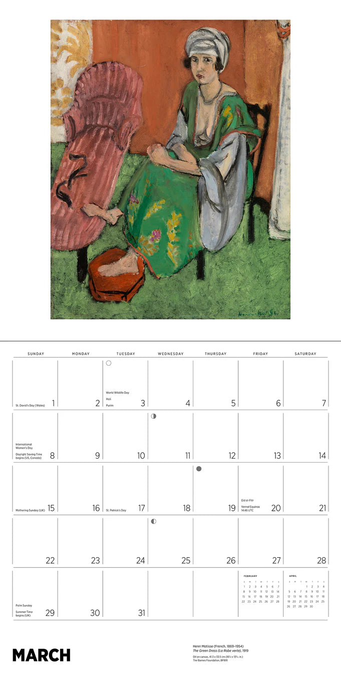 Calendrier mural Henri Matisse 2026
