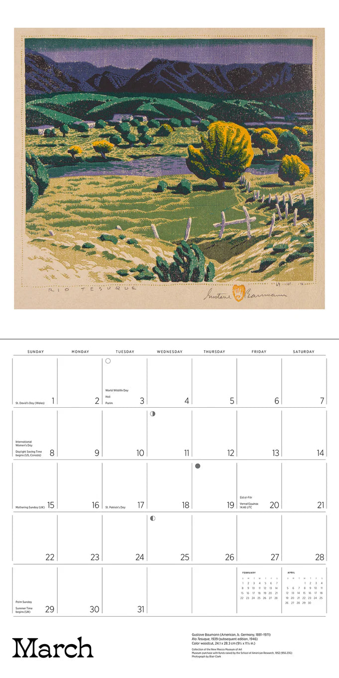 A Small, Untroubled World: The Art of Gustave Baumann 2026 Wall Calendar
