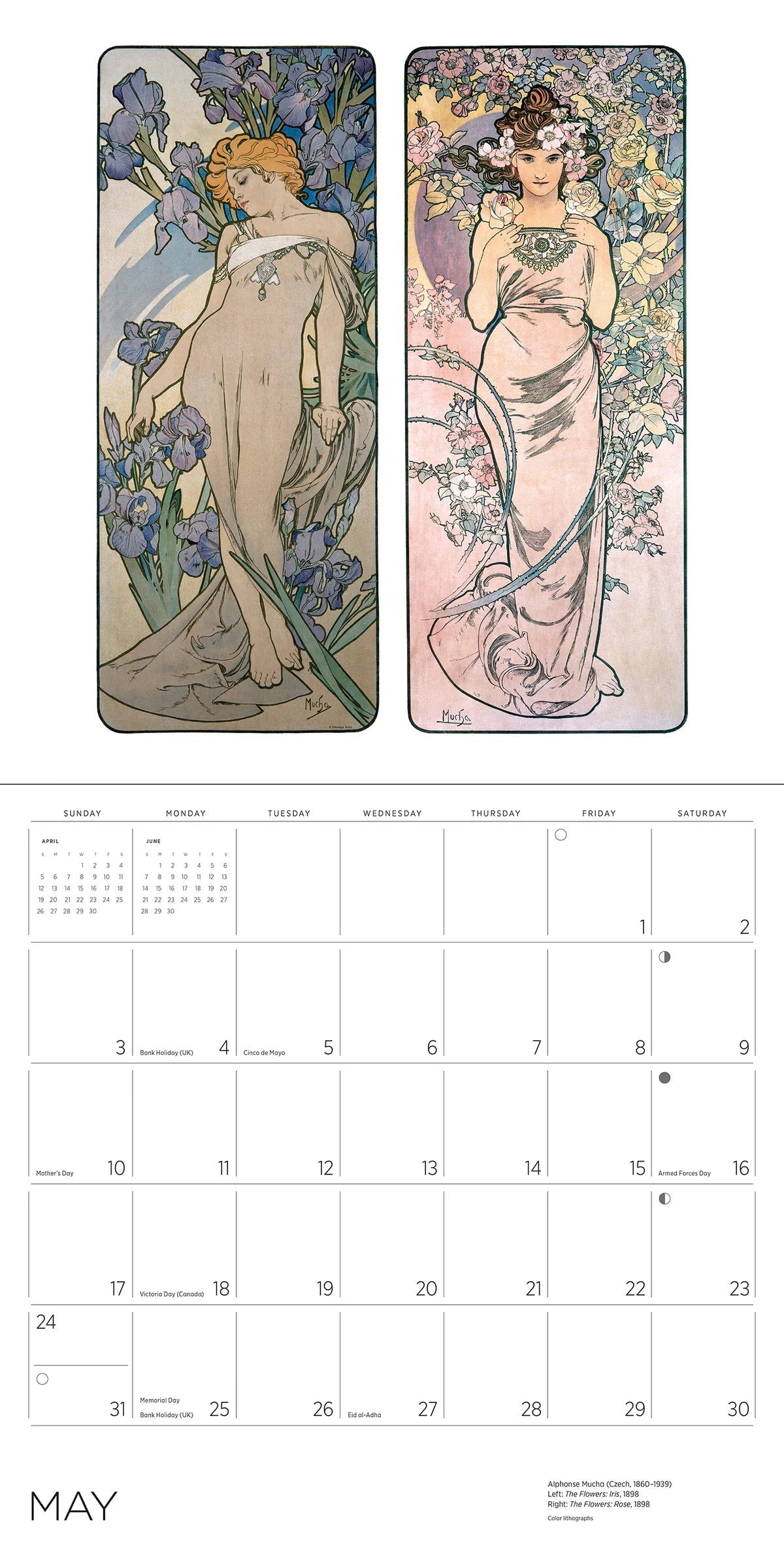 Calendrier mural Alphonse Mucha 2026