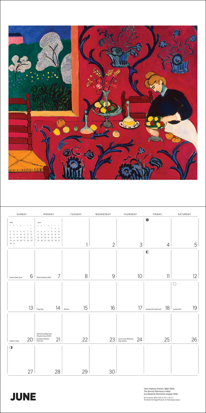 Calendrier mural Henri Matisse 2026