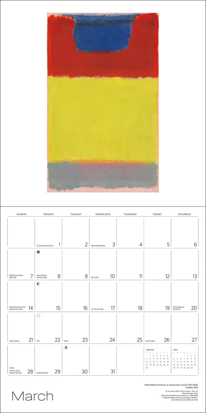 Calendrier mural Rothko 2026