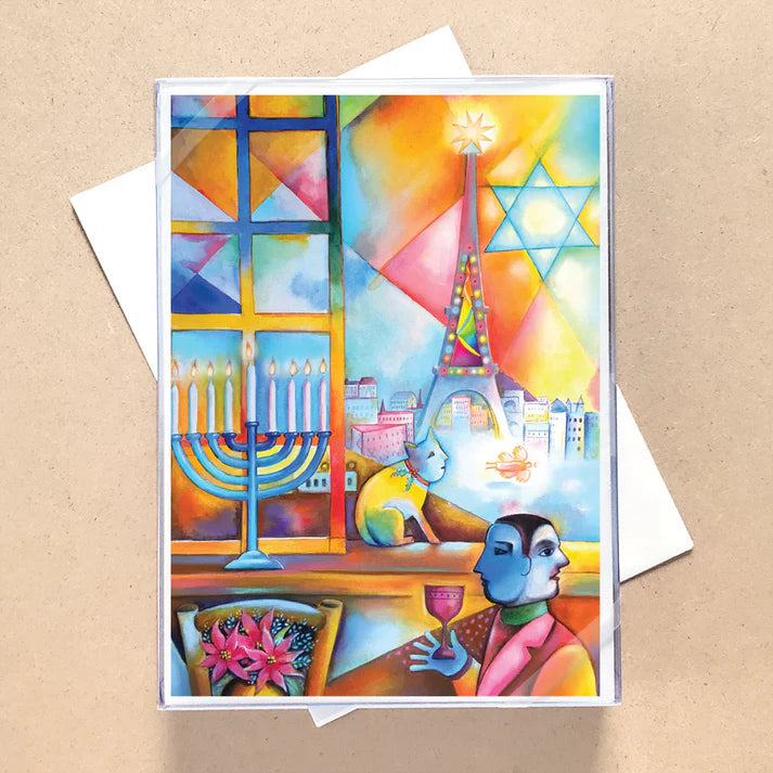 Chagall Menorah Hanukkah Holiday Cards