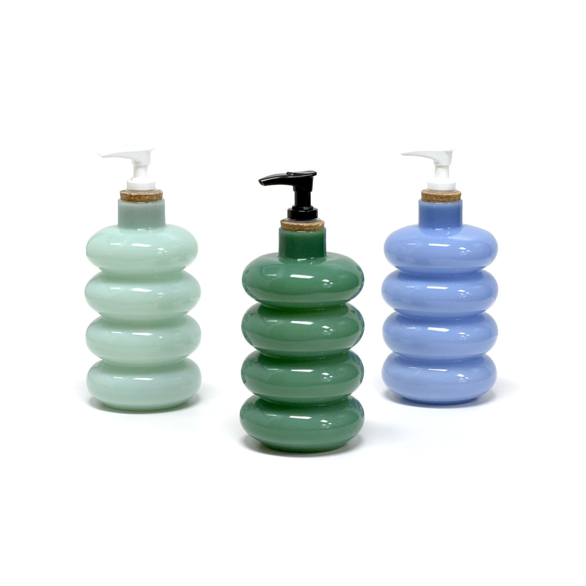 Distributeurs de savon en verre nervuré primitif