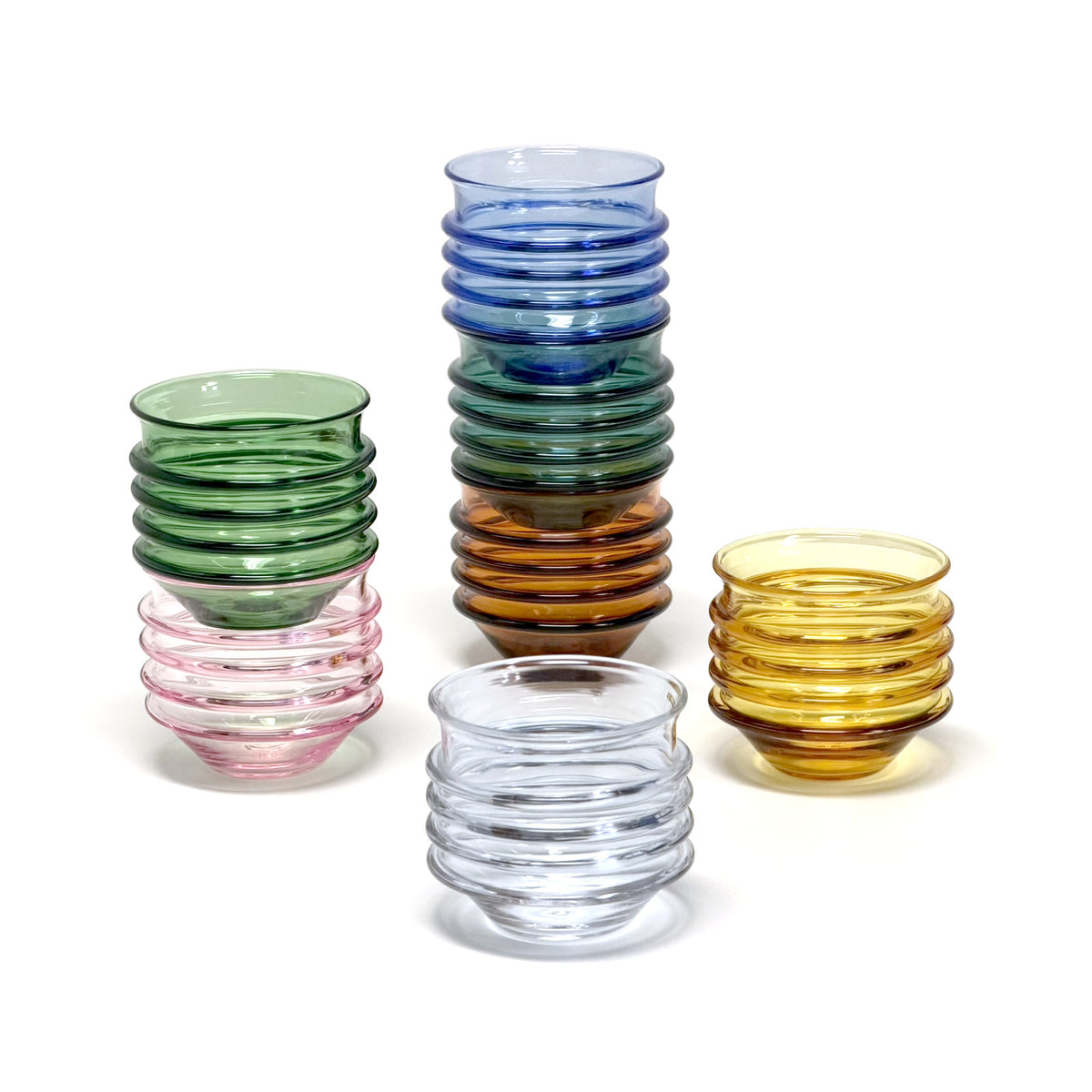 Verres empilables en verre primitif