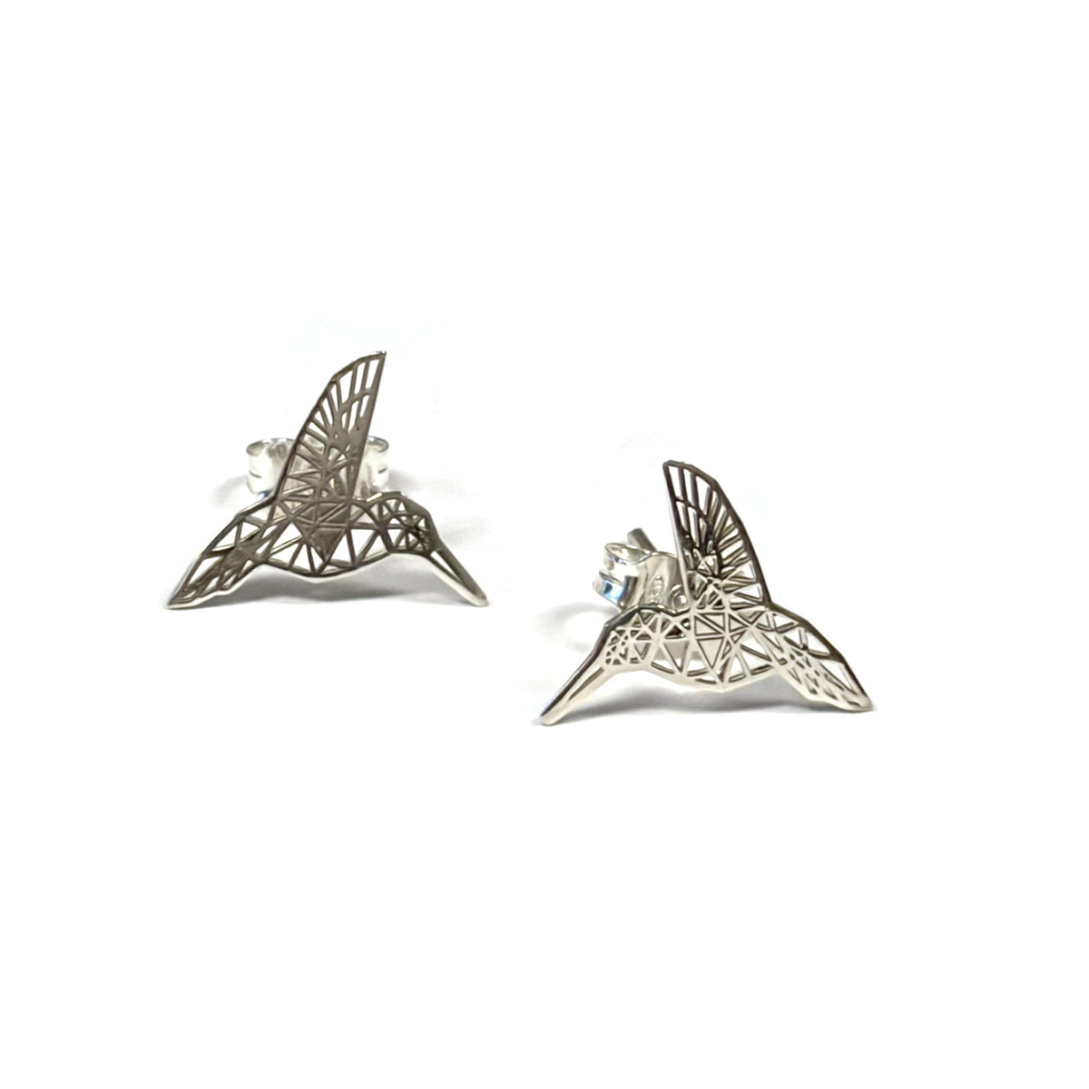 Geometric Hummingbird Post Earrings
