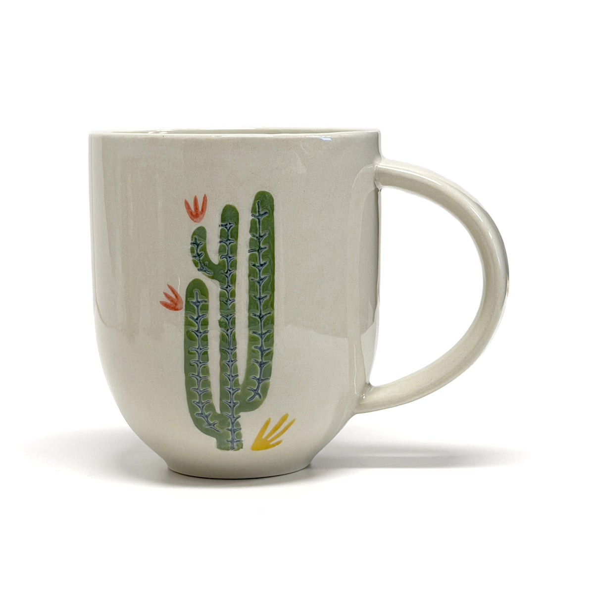Handpainted Stoneware Cactus Mug