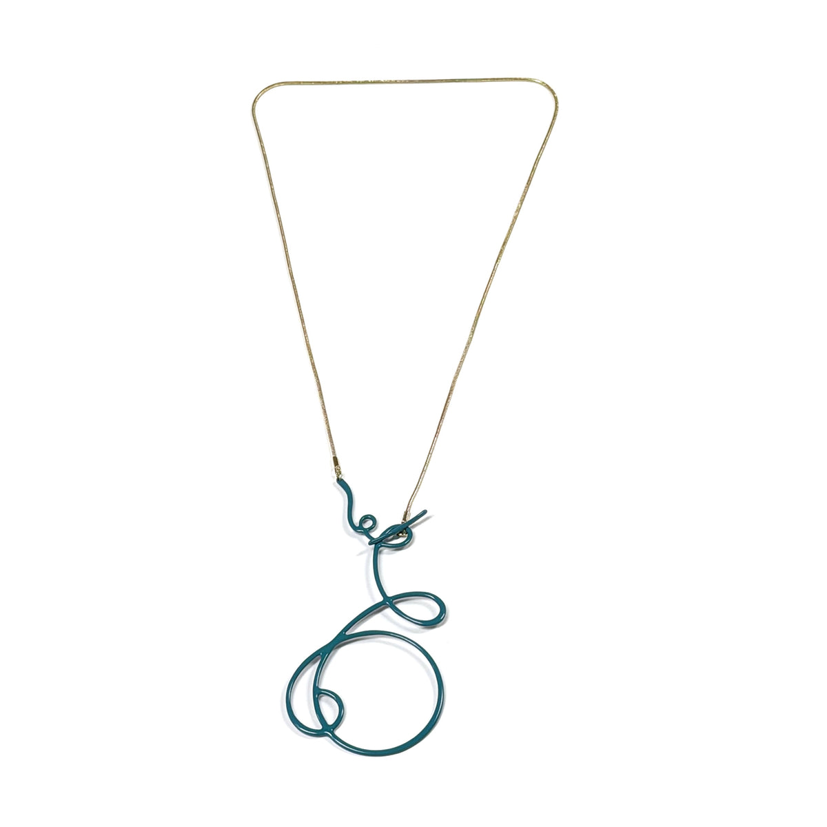 Linework Self-Clasp Necklace Six Loop - Lagoon Blue