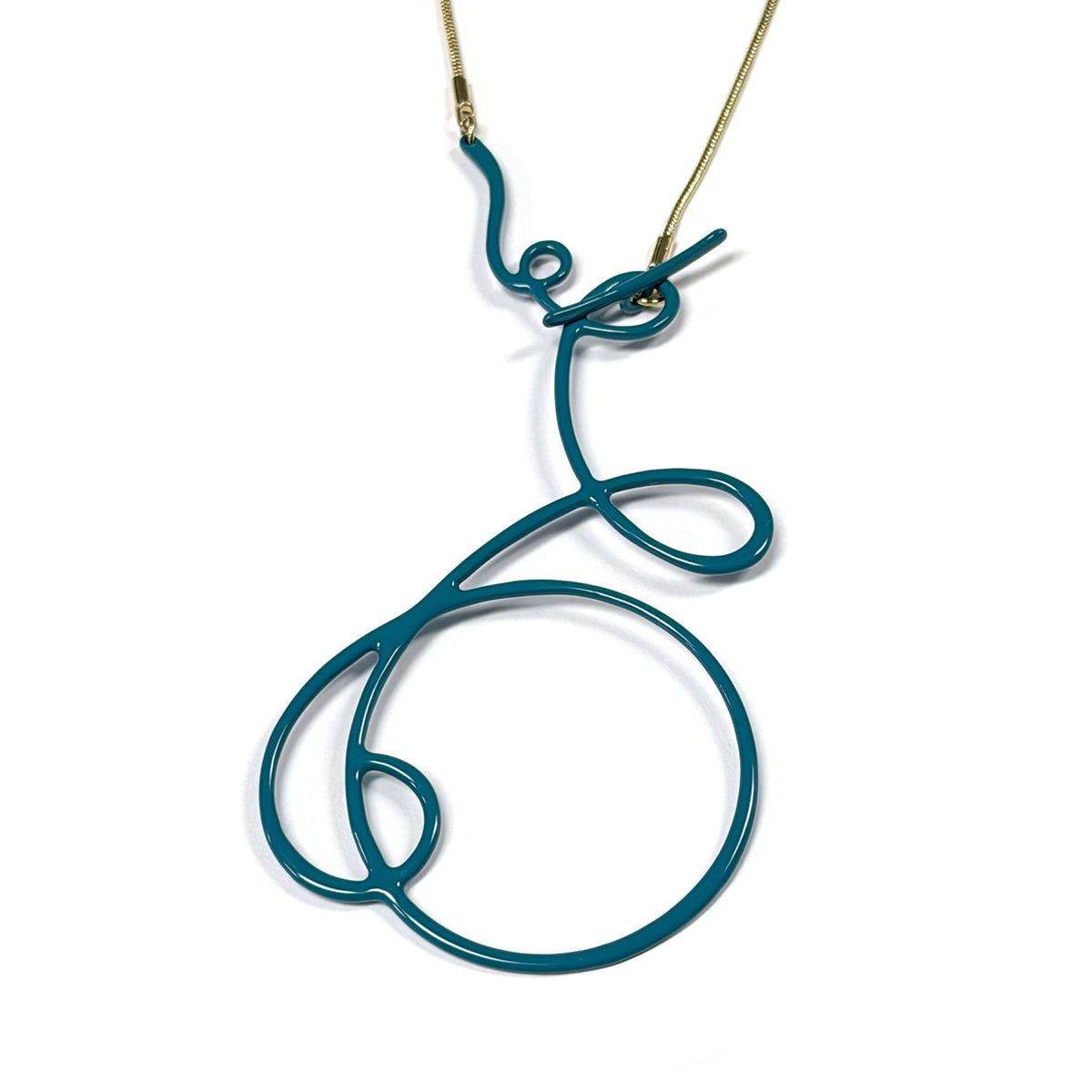 Linework Self-Clasp Necklace Six Loop - Lagoon Blue
