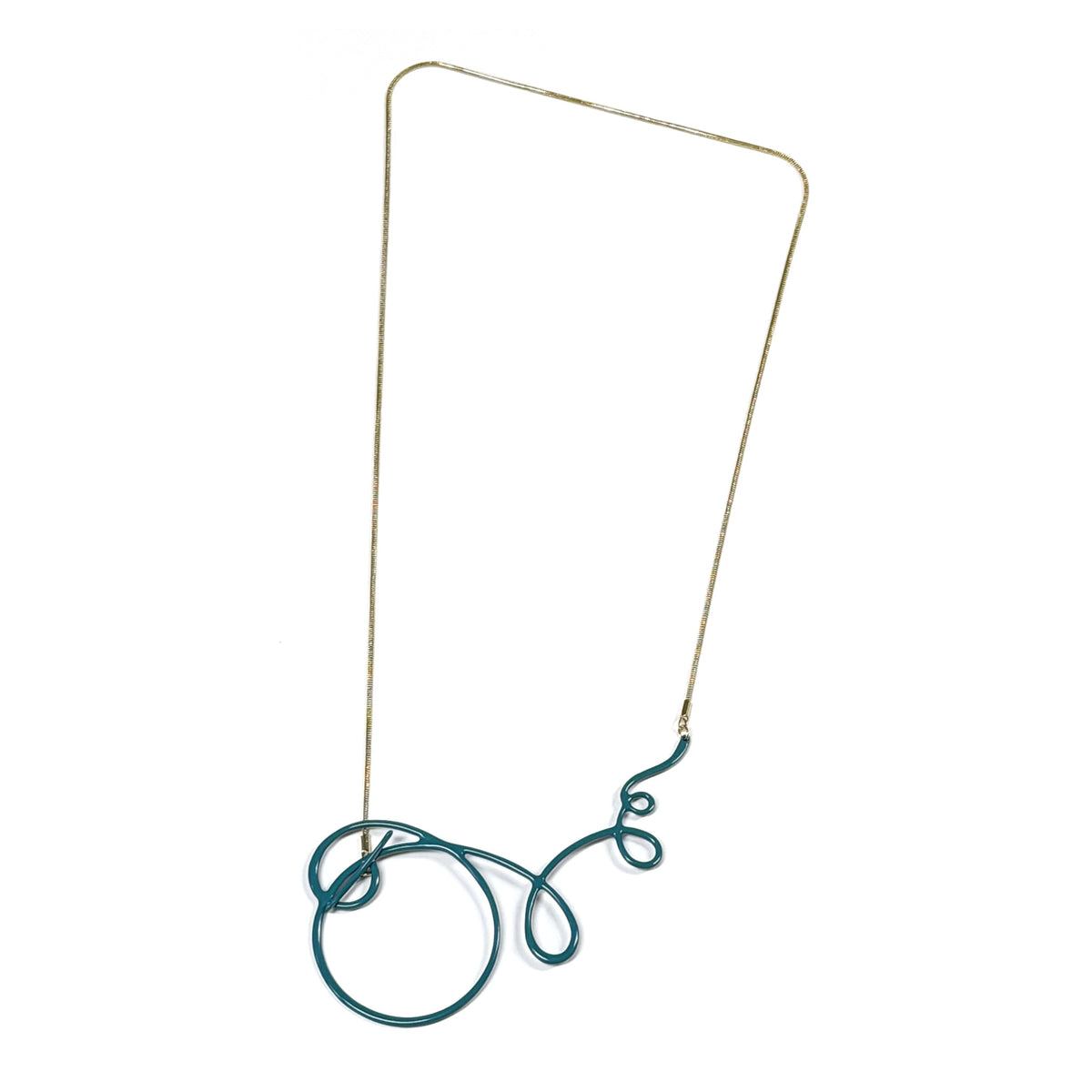 Linework Self-Clasp Necklace Six Loop - Lagoon Blue