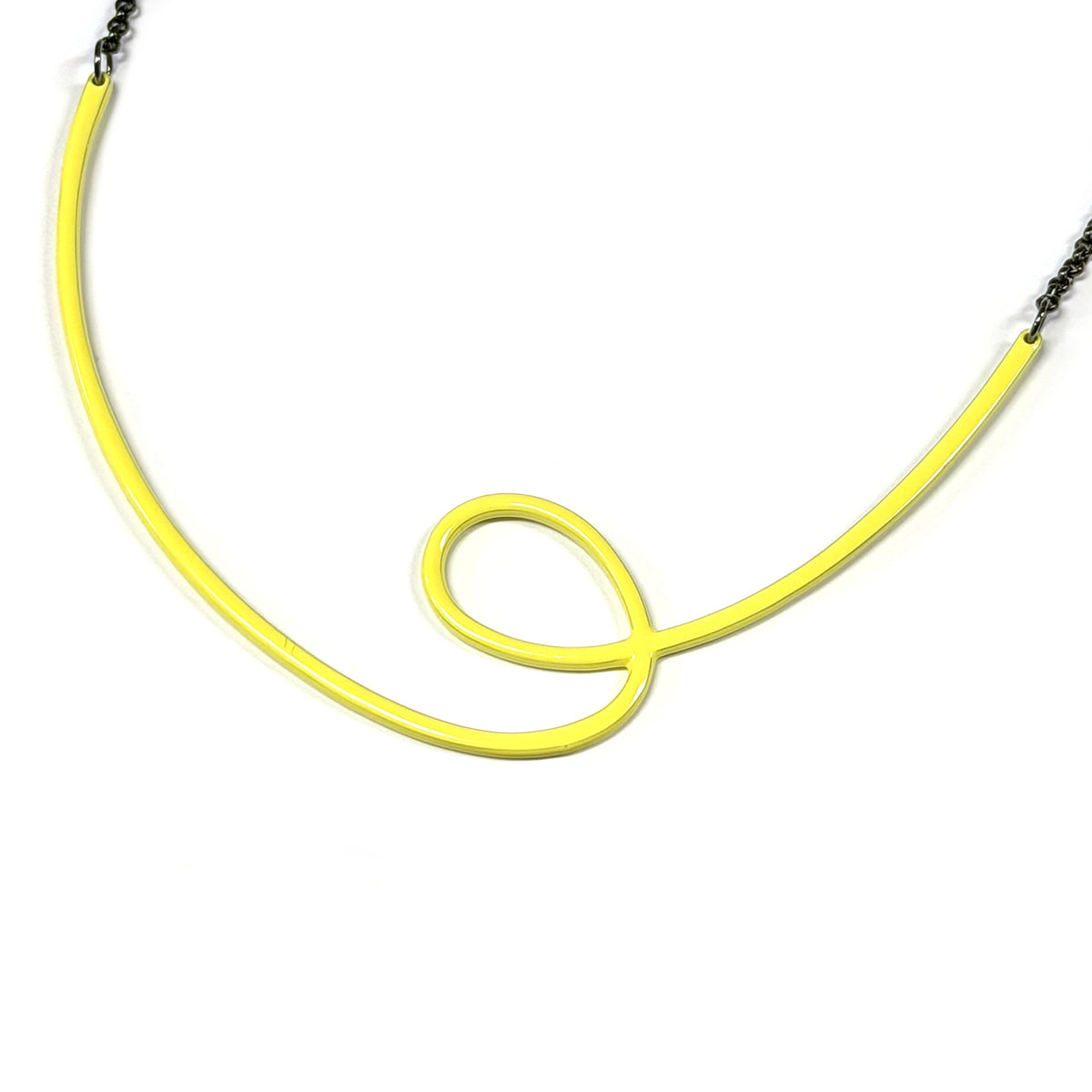 Linework Necklace Single Loop - Lemon Yellow
