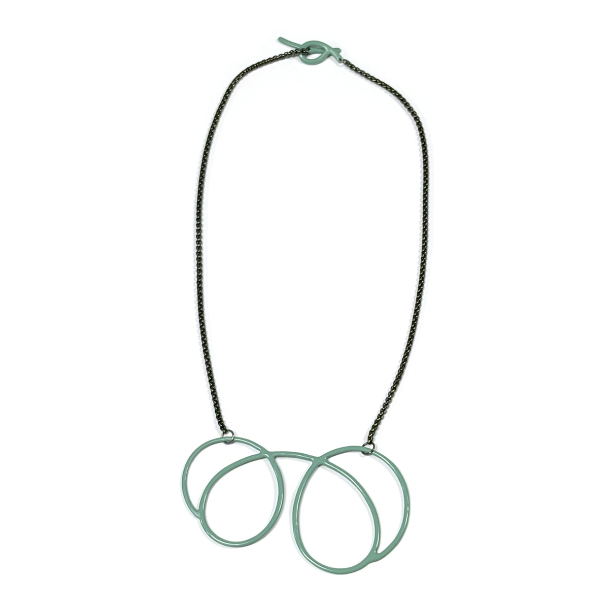Linework Necklace Barbell - Pale Malachite