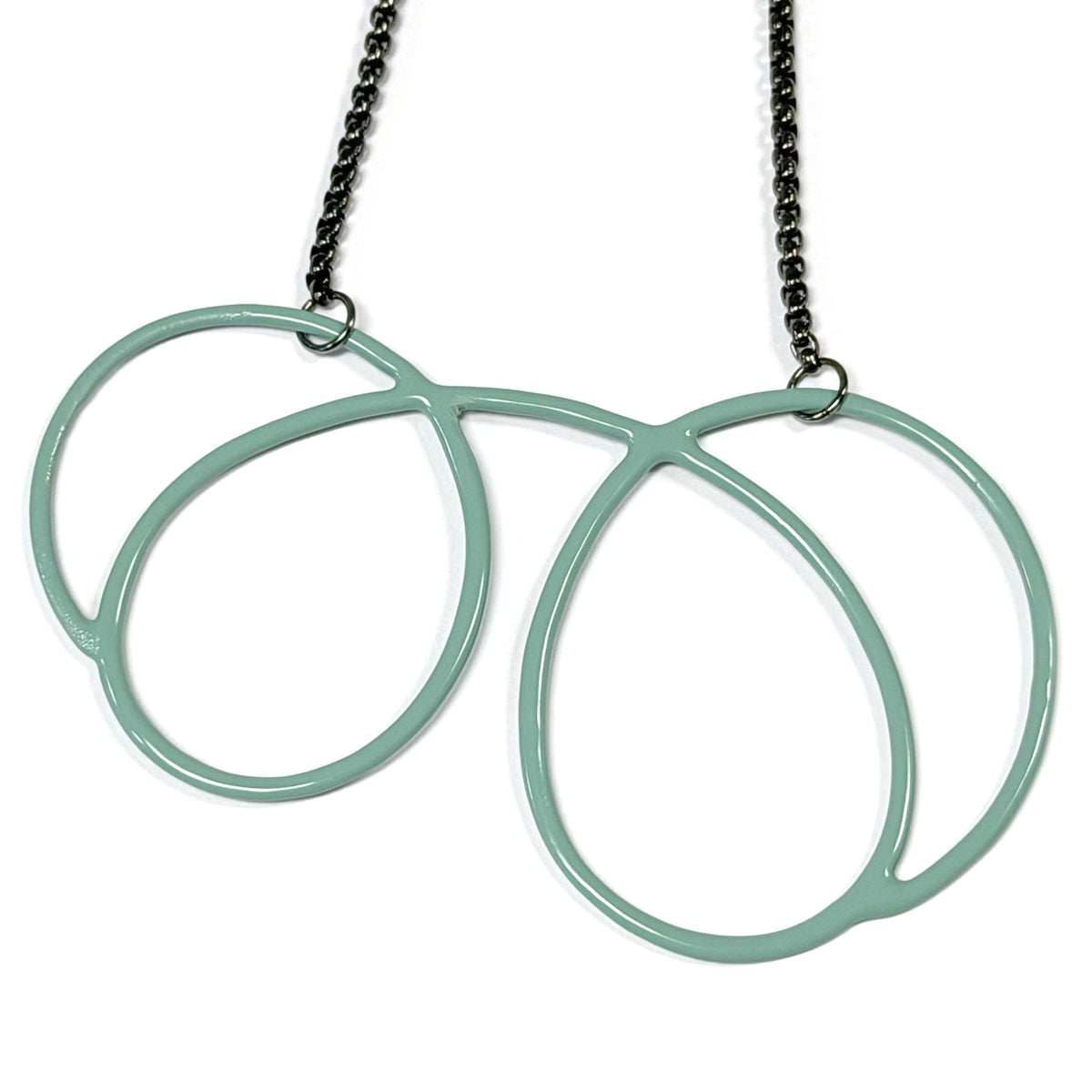 Linework Necklace Barbell - Pale Malachite