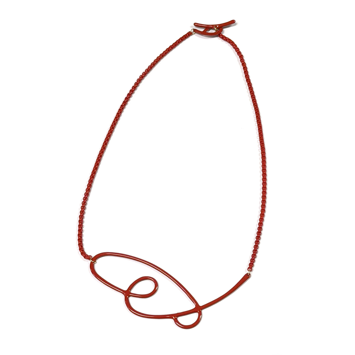 Linework Necklace Three Loop - Red