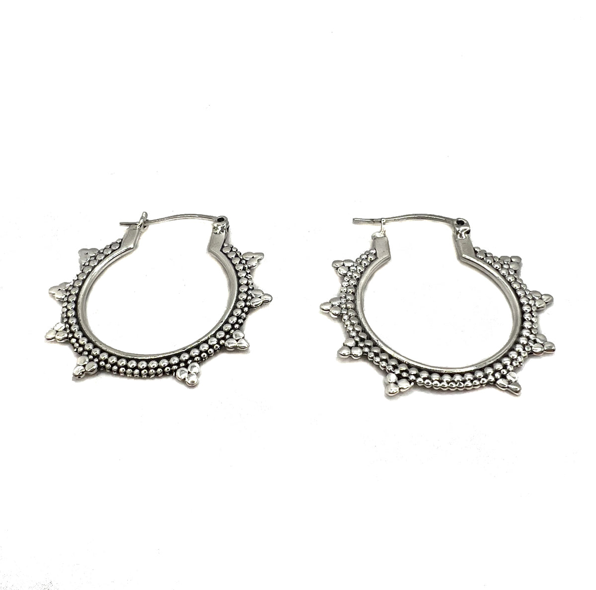 Sterling Silver Clustered Circle Hoop Earrings