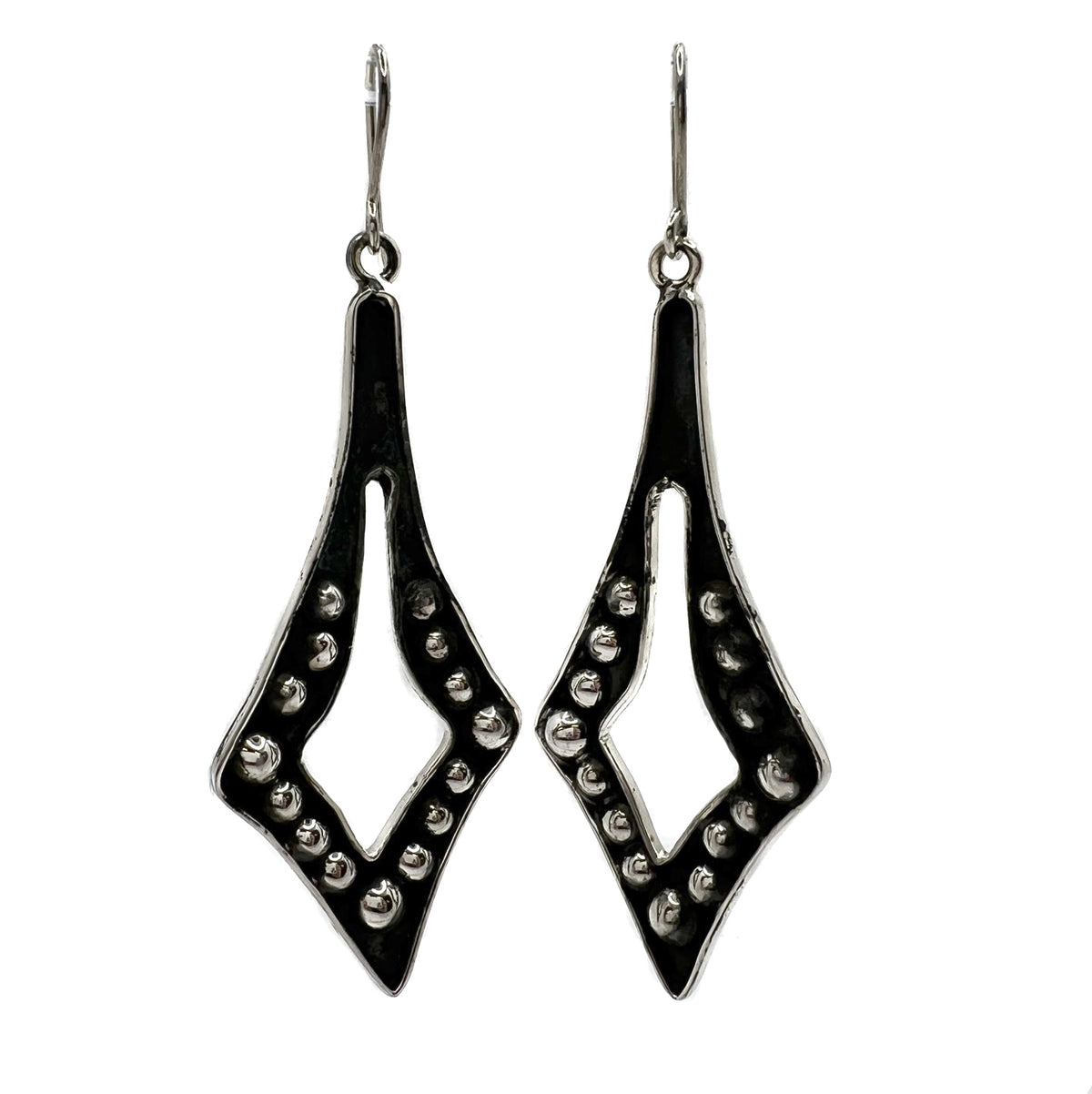 Sterling Silver Polished + Oxidized Earrings